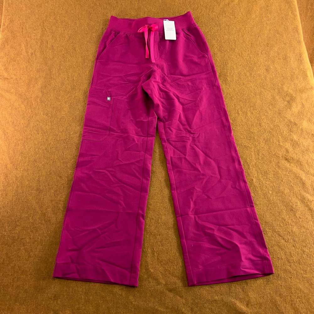 FIGS Womens Small Magenta Pink Isabel High Waisted Wide Leg Scrub Pants NWT